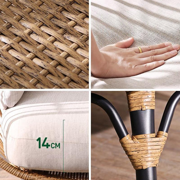 Simera Rattan Ball Chair with Stand – Indoor & Outdoor Hanging Garden Chair with Cushions, Modern Patio Egg Chair for Balcony, Conservatory & Garden – Oak Finish - My Store