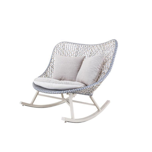Temescal Rattan Garden Rocking Chair – Indoor & Outdoor Metal Frame Rocker Chair with Contemporary Rattan Rope Design, Ready to Use Garden Seating (Grey, Green, Red) - My Store