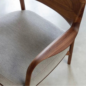 Hans Wegner Inspired Dark Oak Armchair – Contemporary Solid Wood Lounge Chair with Upholstered Fabric Seat, Modern Scandinavian Accent Chair for Living Room & Office - My Store