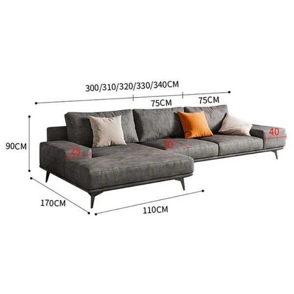 Jarrod 4 Seater Corner Sofa 340 cm – Modern L-Shaped Leathaire Upholstered Sofa with High-Density Foam Cushions, Spacious Contemporary Living Room Sofa, Optional Colours - My Store