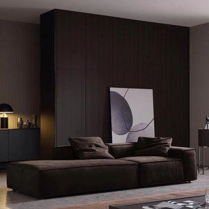 Hee Nordic Suede Sofa – Modern Two & Three Seater & Corner Sofa Set, Contemporary Living Room Couch with High-Density Sponge Cushioning, Brown Finish, Minimalist Design - My Store