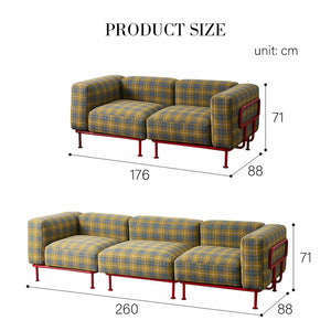 Velez 3 Seater Linen Sofa – Contemporary Modular Living Room Sofa with Stainless Steel Frame, Modern Upholstered Couch - My Store