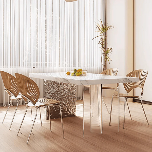 Madison White Sintered Stone Dining Table with Acrylic Base – Modern Luxury Dining Table Centrepiece