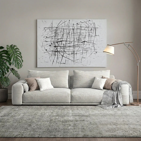 Frances Cotton Linen Two Seater Sofa – Contemporary Upholstered Loveseat with High Density Sponge Cushioning, Modern Living Room Couch in Grey - My Store