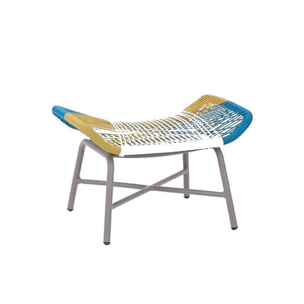 Carmean Rattan Outdoor Chair with Matching Footstool – Modern Garden Lounge Seating Set, Grey/Blue, Aluminium Frame Patio Furniture for Relaxed Outdoor Comfort - My Store
