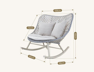 Temescal Rattan Rocking Garden Chair, Indoor & Outdoor Metal Frame Rocking Armchair, Modern Rattan Rope Patio Relax Chair – Grey, Green, Red - My Store