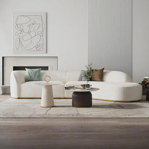 Welby Curved 3-Seater Sofa – Modern Boucle or Velvet Upholstered Living Room Couch, Contemporary Lounge Seating in Grey or White - My Store