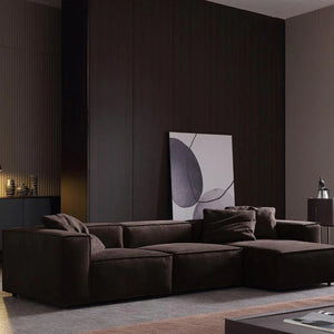 Hee Nordic Suede Sofa – Modern Two & Three Seater & Corner Sofa Set, Contemporary Living Room Couch with High-Density Sponge Cushioning, Brown Finish, Minimalist Design - My Store