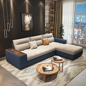 Lobo Sectional Sofa Bed with Storage – Chaise Lounge Convertible Sofa Bed, Linen Upholstered Corner Couch with High Density Sponge, Solid Wood Frame, Space Saving Living Room Sofa