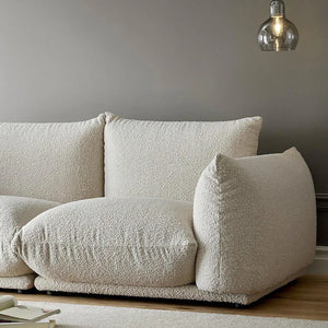 Isabella Modern 2 Seater Sofa – Bouclé or Velvet Upholstery, Contemporary Living Room Couch in Off White & Blue, Fully Assembled - My Store
