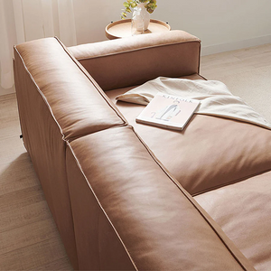 Lucian 4 Seater Corner Sofa – Modular Real Leather Corner Sofa with High Density Foam Cushions, Contemporary Modern Living Room Sofa