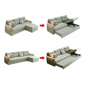Malhotra L Shape Sofa Bed, Corner Sofa Bed with Pull-Out Sleeping Function, Leathaire Upholstered Modular Lounge Bed Sofa for Living Room – Available in Multiple Sizes & Colours