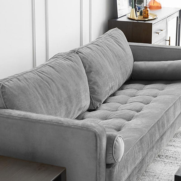 Hanoi Velvet Two Seater Sofa – Modern Contemporary 2-Seater Couch with Painted Steel Legs, Comfortable Upholstered Living Room Sofa (Grey, Blue, Green, Yellow) - My Store
