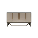 S912 Modern Sideboard Cabinet – Khaki & Gold Contemporary Storage Unit with MDF & Metal Frame, Stylish Living Room Buffet Sideboard - My Store