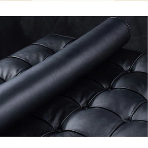 Barcelona Real Leather Daybed – Modern Black Chaise Lounge Sofa with Steel Frame, Contemporary Living Room Day Bed
