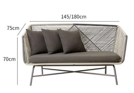 Carmean Rattan Outdoor Chair with Matching Footstool – Modern Garden Lounge Seating Set, Grey/Blue, Aluminium Frame Patio Furniture for Relaxed Outdoor Comfort - My Store