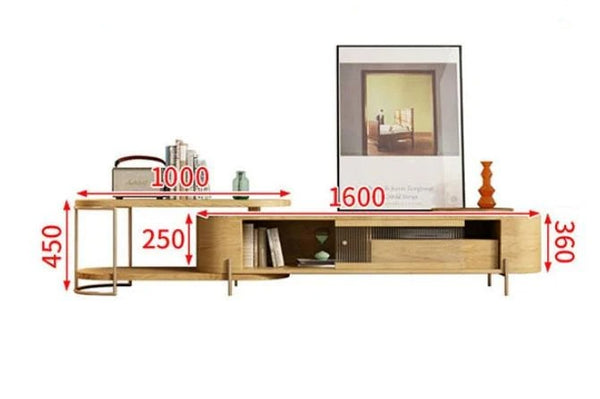 Amanda Living Room Set – Coffee Table and TV Stand, Modern Light Oak Finish, Wood & Sintered Stone Media Furniture Set for Stylish Interiors