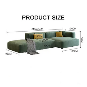 Valentina 4-Seater Corner Sofa 275 cm – Modern Velvet L-Shaped Sofa for Living Room, Spacious Contemporary Upholstered Seating - My Store