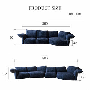 Cove Petal Modular Three Seater Sofa 360 cm – Contemporary Free-Form Chenille Sofa with High-Density Sponge Cushions | Modern Living Room Seating in Cream, Pink & Blue - My Store