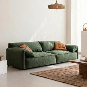 Simon S20 3 Seater Velvet Sofa – Modern Upholstered Living Room Couch | Soft High-Density Sponge Seating | Contemporary Fabric Sofa (Green, Khaki, Mocha, Yellow) 180 cm - My Store