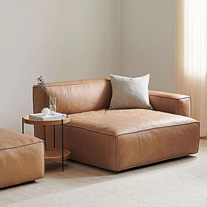 Lucian 4 Seater Corner Sofa – Modular Real Leather Corner Sofa with High Density Foam Cushions, Contemporary Modern Living Room Sofa