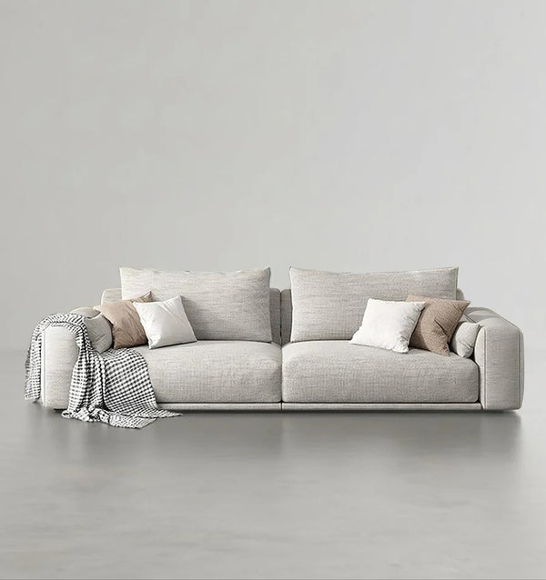 Frances Cotton Linen Two Seater Sofa – Contemporary Upholstered Loveseat with High Density Sponge Cushioning, Modern Living Room Couch in Grey - My Store