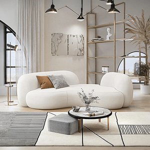 Elara Modern Curved 2 Seater Bouclé Sofa – Contemporary Upholstered Lounge Couch, Soft Plush Seating, Elegant Curved Design Sofa for Living Room & Office - My Store