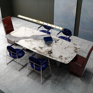 Nala Large Dining Table with Black Legs | Sintered Stone Marble Effect Top | Modern Contemporary Dining Table for 6–8 Seats | Steel Frame Dining Table