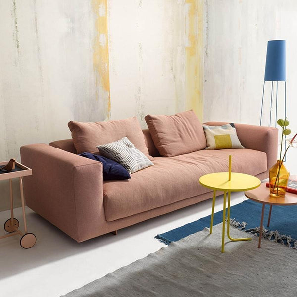 Goswell Green Linen Two Seater Corner Sofa with Painted Steel Frame – Modern Contemporary Living Room Sofa with Wooden Legs Assembly Required - My Store