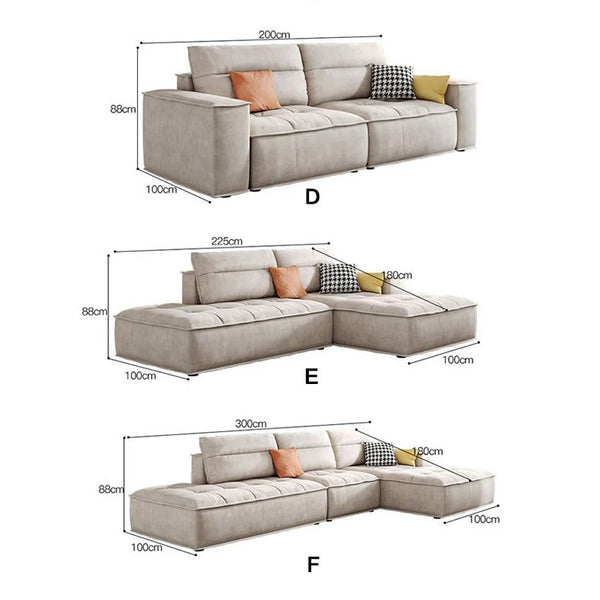 R97 Lou 4 Seater Sofa – Modern Large Leathaire Couch, Spacious Family Living Room Sofa, High-Density Foam Cushioned Four Seater, Contemporary Minimalist Design (Beige/Grey Options) - My Store