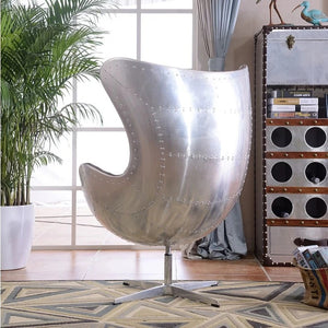 Aviator Office Chair – Aluminium Shell Egg Chair with PU Leather Upholstery, High-Density Foam Cushion, Modern Ergonomic Executive Lounge Chair for Home & Office Use - My Store