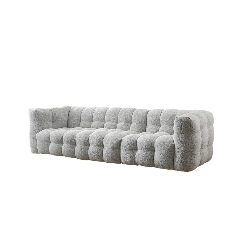 Zobah Grey Boucle Three Seater Sofa – Modern Contemporary Upholstered Couch with Soft Textured Fabric, Comfortable Seating & Sturdy Frame for Living Room - My Store