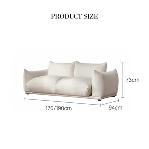 Isabella Modern 2 Seater Sofa – Bouclé or Velvet Upholstery, Contemporary Living Room Couch in Off White & Blue, Fully Assembled - My Store