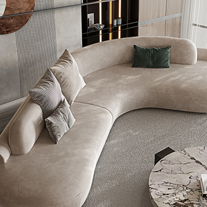 Cosima Grey Curved Velvet Four Seater Sofa | Modern Long Curved Lounge Sofa with Stainless Steel Base | Contemporary Luxury Living Room Couch