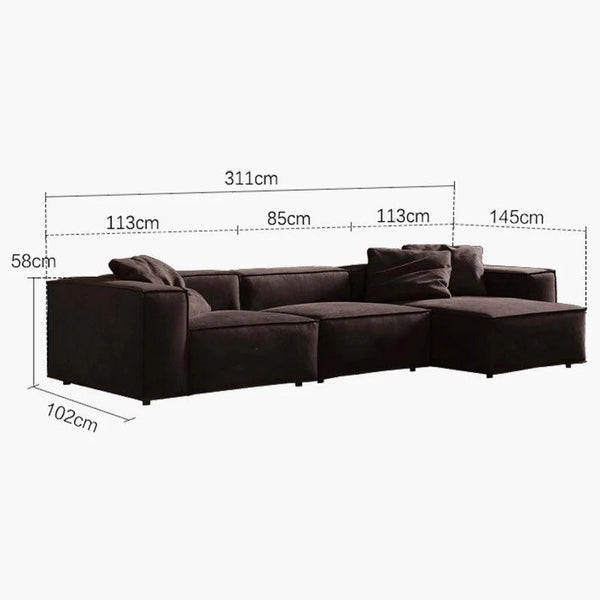 Hee Nordic Suede Sofa – Modern Two & Three Seater & Corner Sofa Set, Contemporary Living Room Couch with High-Density Sponge Cushioning, Brown Finish, Minimalist Design - My Store