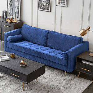 Hanoi Velvet Two Seater Sofa – Modern Contemporary 2-Seater Couch with Painted Steel Legs, Comfortable Upholstered Living Room Sofa (Grey, Blue, Green, Yellow) - My Store