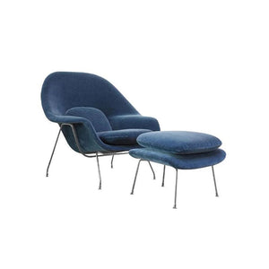 Womb Lounge Chair and Footstool Set – Modern Armchair with Matching Ottoman, Upholstered Lounge Seating with Painted Steel Frame for Living Room, Bedroom & Lounge - My Store