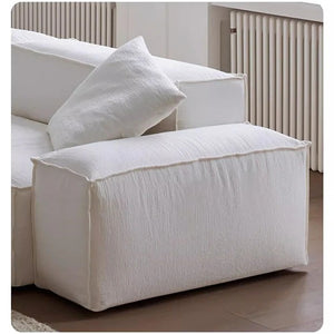 Zaavan Modular Three Seater Sofa | Modern Linen Upholstered Couch | Off White Contemporary Living Room Sofa | Comfortable High Resilience Foam Seating