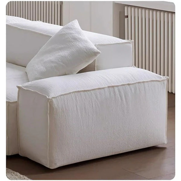 Zaavan Modular Three Seater Sofa | Modern Linen Upholstered Couch | Off White Contemporary Living Room Sofa | Comfortable High Resilience Foam Seating