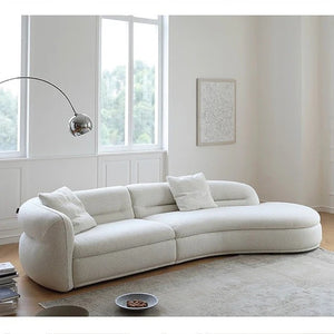 Yannik Four Seater Curved Sofa – Snowflake Velvet Upholstery, Modern Contemporary Lounge Sofa with High-Resilience Sponge Cushioning, Elegant Green Living Room Sofa