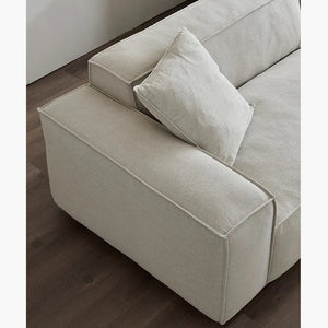 Jerome 4 Seater Modular Sofa in Cotton Linen Fabric – Contemporary Modern Upholstered Living Room Couch, Off White - My Store