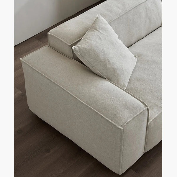 Jerome 4 Seater Modular Sofa in Cotton Linen Fabric – Contemporary Modern Upholstered Living Room Couch, Off White - My Store