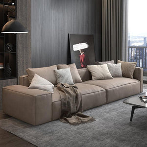 Hartste Modern Three Seater Sofa (240 cm)– Leathaire Faux Leather Upholstered 3 Seater Couch, Contemporary Living Room Sofa (Brown & Custom Colours Available) - My Store