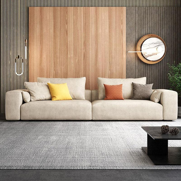 R87 Calvin Four Seater Sofa – Modern Leathaire Upholstered Couch with High-Density Sponge Cushions, Contemporary Living Room Sofa - My Store