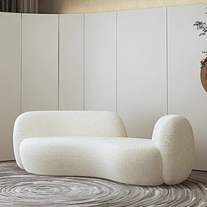 Elara Modern Curved 2 Seater Bouclé Sofa – Contemporary Upholstered Lounge Couch, Soft Plush Seating, Elegant Curved Design Sofa for Living Room & Office - My Store