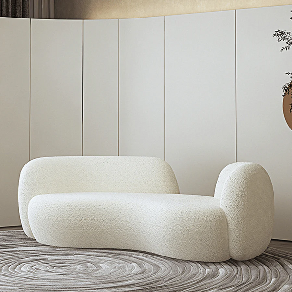 Elara Modern Curved 3 Seater Bouclé Sofa – Contemporary Upholstered Lounge Couch, Plush Soft Seating, Elegant Curved Designer Sofa for Living Room & Office - My Store