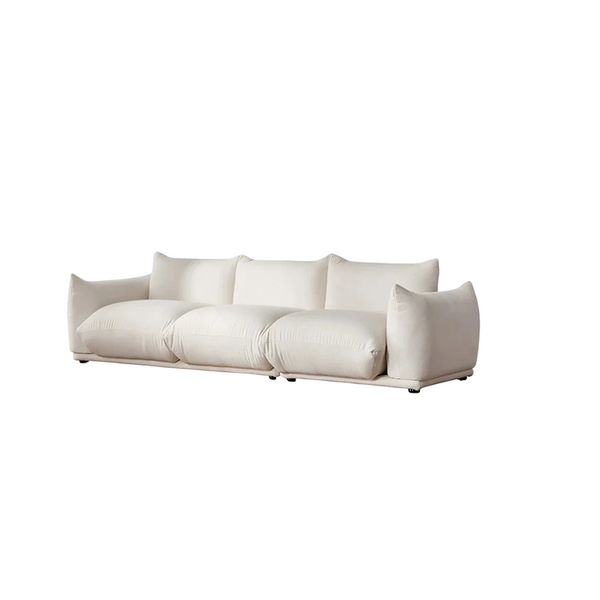 Isabella Modern 3 Seater Sofa – Bouclé or Velvet Upholstery, Contemporary Living Room Couch in Off White & Blue, Fully Assembled Large Sofa
