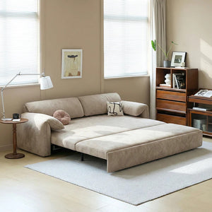 Moore Convertible Sofa Bed with Storage Drawers | Two & Three Seater Modern Sofa Bed for Bedroom & Living Room | Suede Upholstered Sofa Bed with High Density Foam & Steel Frame