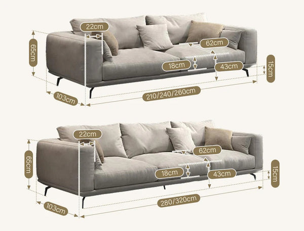 NR23 Two/Three Seater Sofa – Modern Leathaire Upholstered Sofa Set, Contemporary Design, Comfortable Living Room Couch (Greige Colour No.15)