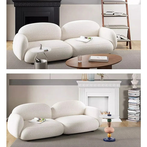 Caden Cloud 2 Seater Sofa – White Bouclé Upholstered Modern Cloud Couch with High-Density Foam | Contemporary Living Room Loveseat Sofa - My Store